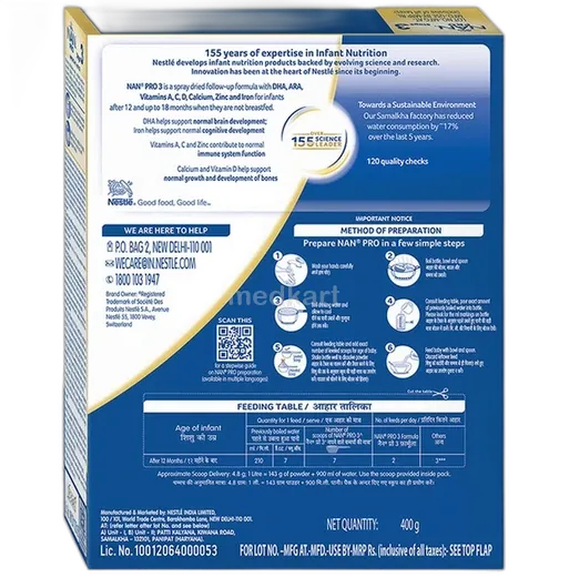 nan pro stage 3 follow-up formula powder 400 gm